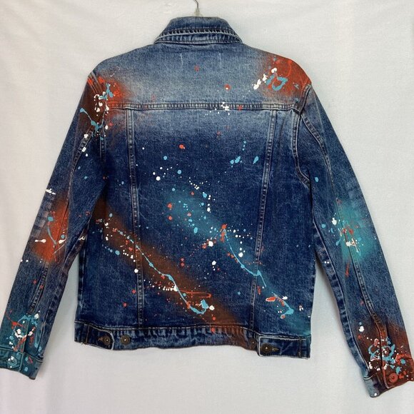 Evolution in Design Denim Jean Jacket Teen Boys Size Small Paint Splatter - Picture 8 of 16